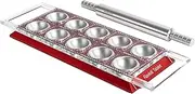 [Marcato] Ravioli Tablet with Rolling Pin, Tray Mould with Cutter Edge for Perfect Homemade Dumplings and Ravioli - Red
