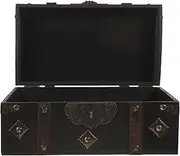 Ciieeo Wooden Vintage Chest Retro Treasure Box Decorative Storage Box with Lock Antique Jewelry Case Trinket Box for Keepsakes Coin Collection and Home Decorations