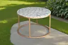 white agate coffee table, round agate sofa side table, stone agate modern tables