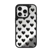 iPhone 16 Pro Mirror Case MagSafe Compatible black hearts