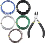 Glarks 5 Rolls Bonsai Wires Kit, 2mm 3mm 0.8mm 1mm 1.5mm Aluminum Bonsai Training Wire Tree Branches with Wire Cutter, 82 Feet Anodized Aluminum Set for Holding Bonsai Branches Small Trunks