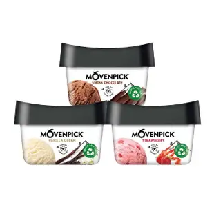 【Movenpick 莫凡彼】100%純天然100ML迷你冰淇淋18盒-冷凍配送(香草/草莓/巧克力)