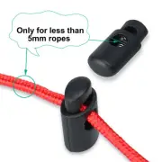 10pcs Plastic Spring Cord Locks Single Hole End Stopper Fastener Slider, Black