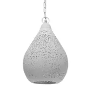 Europa Small 1 Light Perforated Teardrop Pendant White - ZAF11099SM