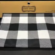 New! Farmhouse Table Runner Black & White Buffalo Check Plaid 72”x13 All Seasons