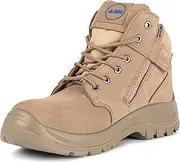 [Bad Workwear] Unisex Cyclone Zip Side Work Boots - Safety Shoes with Orthopaedic Innersole & Steel Toe Cap | Water-Resistant Tasmanian Leather Shoes Men & Women | Work Shoes for Men