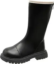 [JEUROT] Knee Length Boots for Girls Fuax Leather Riding Bootie Lug Sole Chunky Heels Tall Boots for Toddler/Little Kid/Big Kid