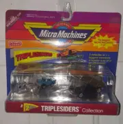 Micro Machines Triplesiders #2 1989 Gold Avanti Blue 57 Chevy Bel Air
