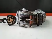 Ariat Men's Belt Leather Basket Weave Tooled Western A1020867, Size 38