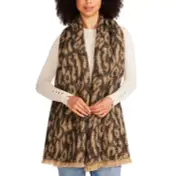 STEVE MADDEN Lofty leopard animal print woven women's winter scarf wrap - Brown