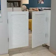 YUGXTH Swinging Doors Cafe Doors, Thick Solid Wood Saloon Swing Doors with Hinges, Louvered Half Waist Door Double Doors, for Kitchen Bar Pub Partition, Auto Close (Color : A, Size : W 39.4xH 39.4"/