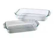 Pyrex 2 Piece Oblong Bakeware Value Pack, 3 Quart/2 Quart, Clear