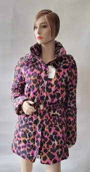 NEW Class By Roberto Cavalli Pink Orange Leopard Winter Puff Jacket NWT 10
