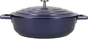MasterClass Shallow Casserole Dish with Lid 4 Litre/28 cm, Lightweight Cast Aluminium, Induction Hob and Oven Safe, Blue