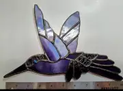 Stained Glass Hummingbird- Hand Made - Gift- Christmas - One Of A Kind Purple