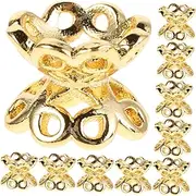 [TINEASUR] 10pcs Bracelet Beaded Accessories Jewelry Metal Material Bead Caps Spacer Ornament Topper Caps Jewelry Findings Spacers for Bracelets Copper Golden