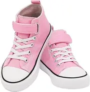 [AOVOG] Toddler Sparkle Canvas Shoes Girls High Top Sneakers Little Big Kids Boys Walking Cushioned Shoes Toddler 8-Big Kid 3, Pink, 12 Little Kid