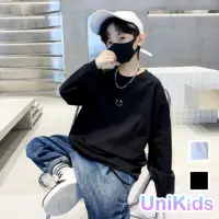 在飛比找momo購物網優惠-【UniKids】現貨 中大童裝長袖T恤 下擺潮酷割破設計打