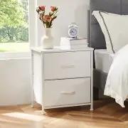 Modern Nightstand w/ 2 Fabric Drawers – Bedside, Coffee Table, Storage Cabinet