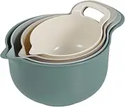 4 Pcs Reusable Plastic Nesting Mixing Bowl Set - Multifunctional Stackable Containers for Kitchen Cooking & Baking (Green)