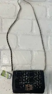 NWT! Badgley Mischka Tweed Single Flap Crossbody Bag with Turn Lock Close
