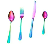 Kids Silverware Set,Reusable Child Cutlery Flatware Includes Fork Knife Table Spoons for Eating