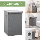 Laundry Basket Dirty Washing Clothes Storage Folding Bin Bag Hamper With Lid 90L