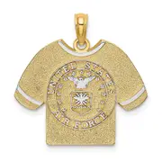 14k Yellow & Rhodium Gold w/Rhodium US AIR FORCE T-Shirt Charm
