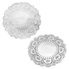100pcs Lace Paper Doilies 5 Inch Silver Round Disposable Paper Placemats
