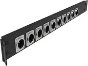 Jingchengmei 12 Port/Way/Hole Hinged Patch Panel - 1U 19" Rack Mount D-Type Connectors - Audio with Hinged Side (H1U12D, Black)