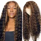 Ombre Lace Front Wig Human Hair 4/27 Highlight Curly Lace Front Wig Human Hai...