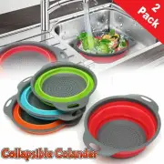 Kitchen Collapsible Colander Folding Silicone Strainer Space-Save Sieve Cooking
