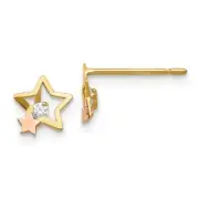 Madi K Kid's Earrings 14k Yellow and Rose Gold CZ Star Post Button