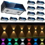 Solar Fence Lights Outdoor, 12 Pack Warm & Cool White RGB LED IP68 Waterproof...