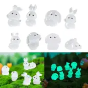 8Pcs Nightlight Animal Figurine Luminous Rabbit Shape Mini Figurines Home Decor