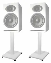 Pair 21” Steel White Stands For Audioengine HD3 Bookshelf Speakers