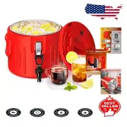 2 Gallon Insulated Beverage Dispenser - Portable Hot & Cold Drink Cooler