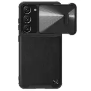 For Samsung Galaxy S23 PU Leather Coated PC+TPU Case Slide Camera Protection Shockproof Phone Cover