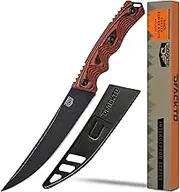 DFACKTO 6-Inch Curved Boning Knife with Sheath – Full Tang Deboning & Trimming High Carbon Stainless Steel Fillet Knife for Fish, Poultry, Butchering, and Hunting – Camping & Fishing – Orange