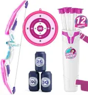 Bow and Arrow for Kids, LED Light Up Archery Set with 12 Suction Cup Arrows