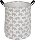 HUAYEE 19.7 Inches Laundry Hamper Toys Box Storage Bins Large, Grey Elephant