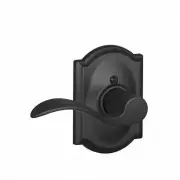F59 Accent Inside Trim Handleset/Entrance Lever Lock with Camelot Trim, Matte Bl