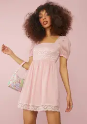 [Sugar Thrillz] Rose Honeydew Pucker Babydoll Dress
