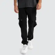 [Nena and Pasadena] F150 Slim Nylon Cargo Jogger Black 30