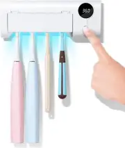UV Light Sterilizer Toothbrush Holder Cleaner USB Rechargeable Wall Mount 4 Slot