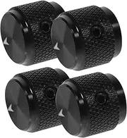 Yardwe 4pcs Black Aluminum Alloy Guitar Volume Knobs Durable Tone Control Potentiometer Caps for Electric Guitar Accessories Easy Installation Inner