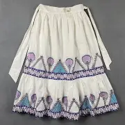 Anthropologie Maxi Skirt Small White Floral Peacock Feathers Boho NWT $178 MSRP