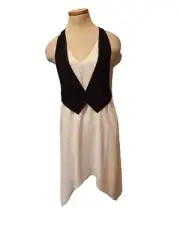 NWT BCBG MaxAzria Size XXS Shark bite hem Dress w/ Detachable Vest ($268 MSRP)
