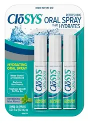 3pk CloSYS Oral Breath Spray Mint Sugar Free pH Balanced for Bad Breath 0.31oz