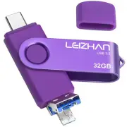 32GB Flash Drive 3 in 1 Type-C/Micro/USB 3.0 OTG Flash Drive High Speed Memor...